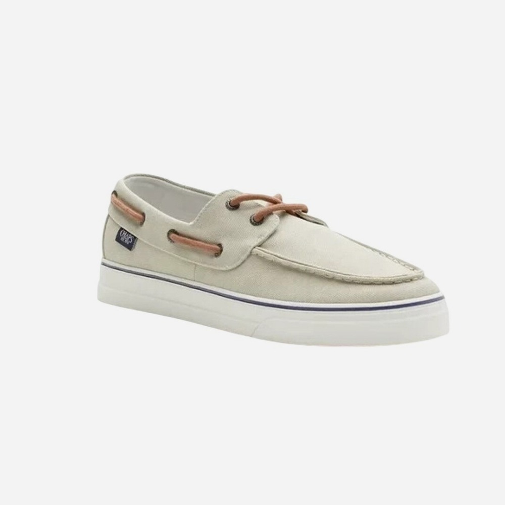 Chaps Boat‎ Shoes Mens 13 Beige New Canvas Memory Foam Deck Shoes CP100155M